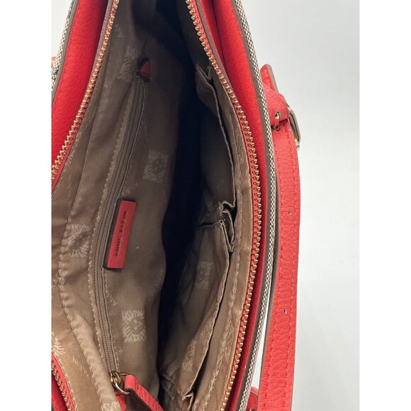 Anne Klein Pre- Owned Shoulder Bag Tan Trim - Pink Strap Gold AK Logo - Picture 6 of 13